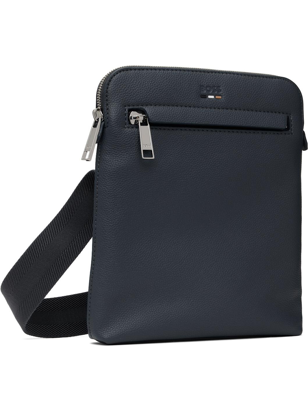 Navy Pebble-Grained Faux-Leather Bag - 2