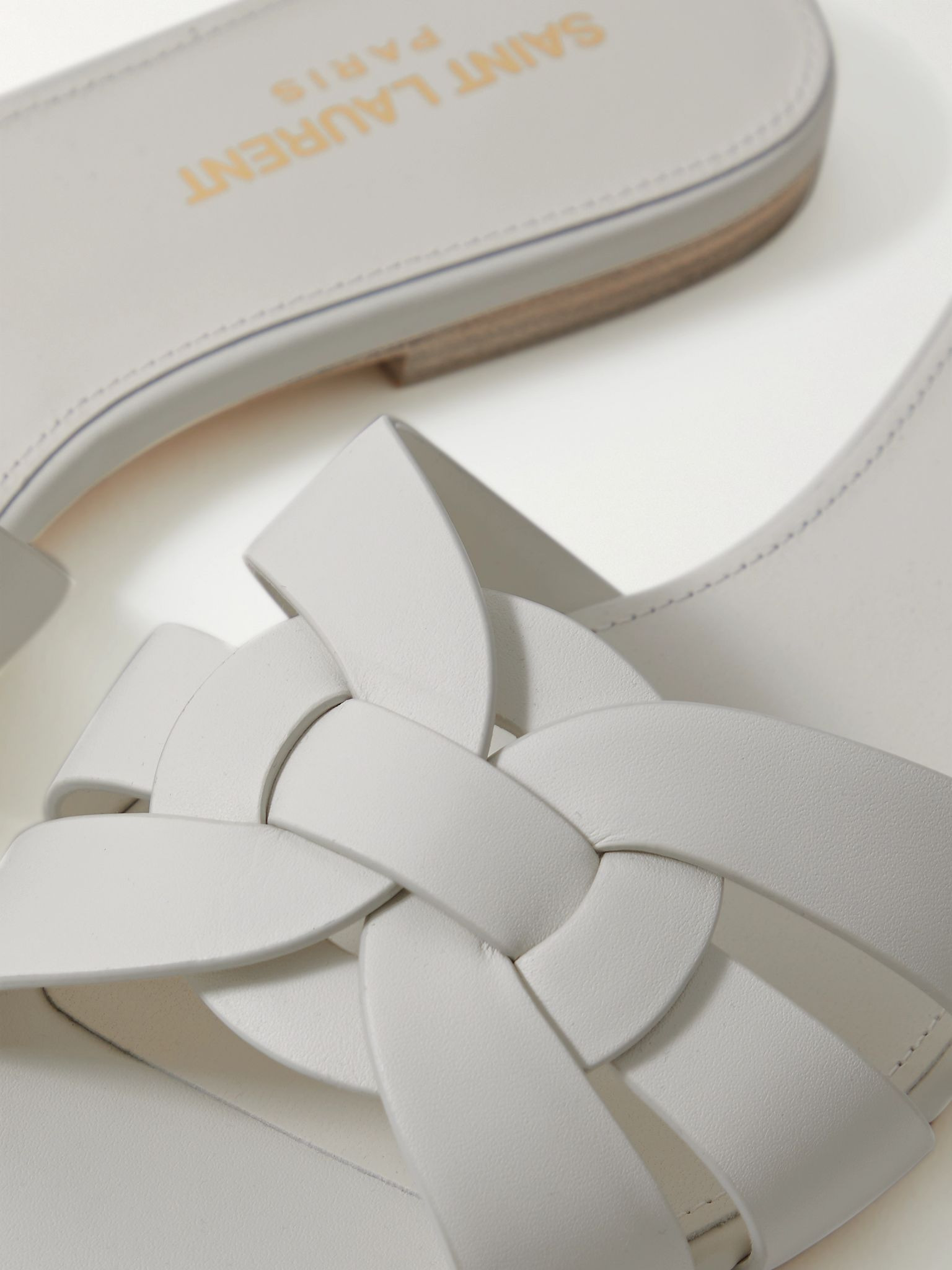 Tribute woven leather slides Off-white - 5