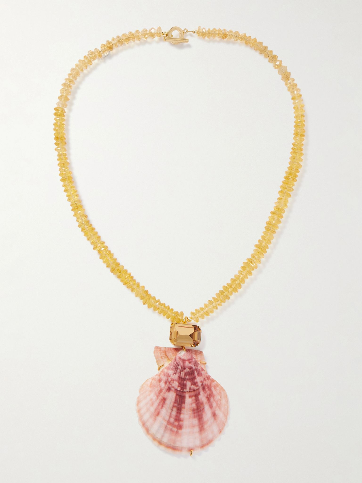 Roma gold-plated, citrine, shell and crystal necklace Red - 1