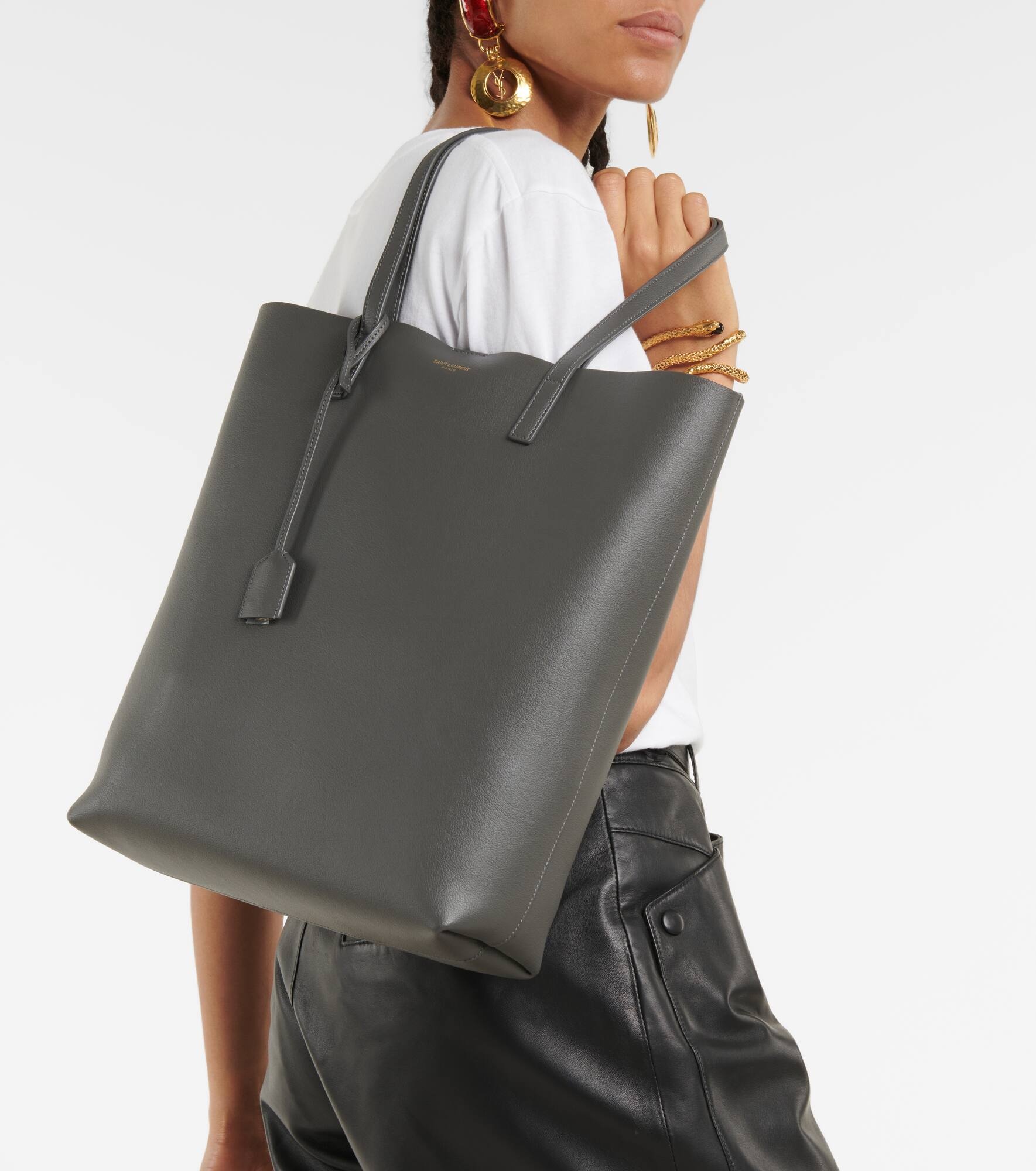 Shopping N/S leather tote bag - 2