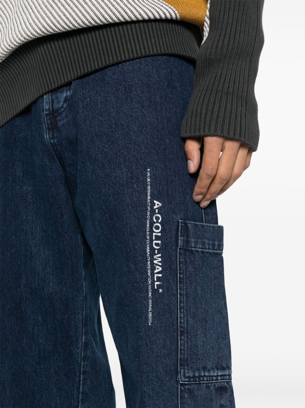 logo-printed wide-leg jeans - 5