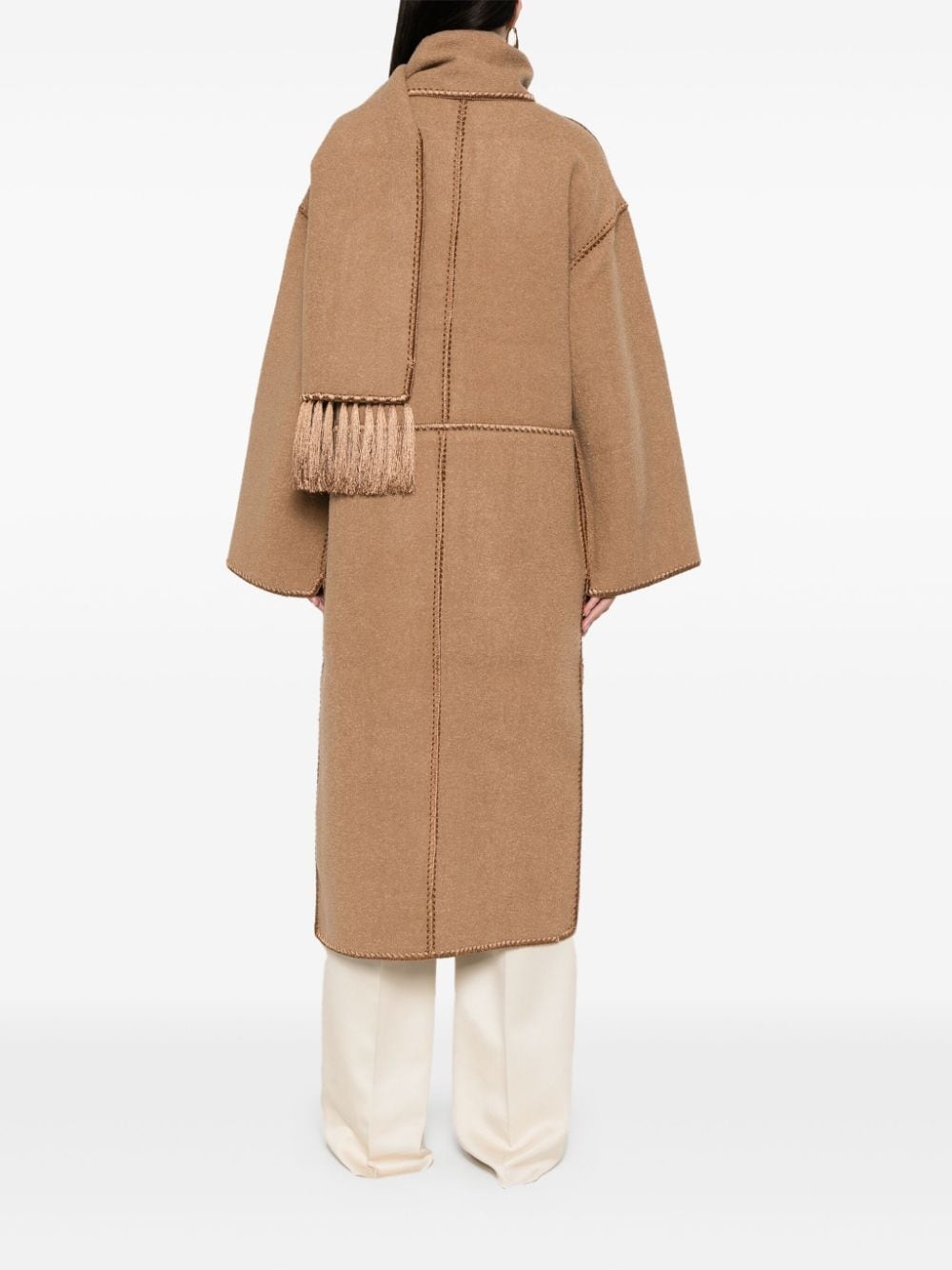embroidered scarf coat - 4