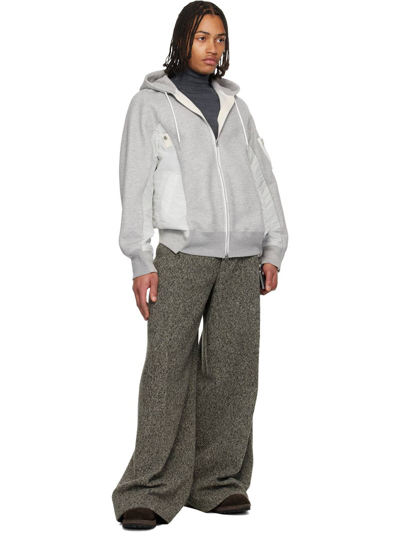 sacai Gray Sponge Sweat & Nylon Twill Hoodie outlook