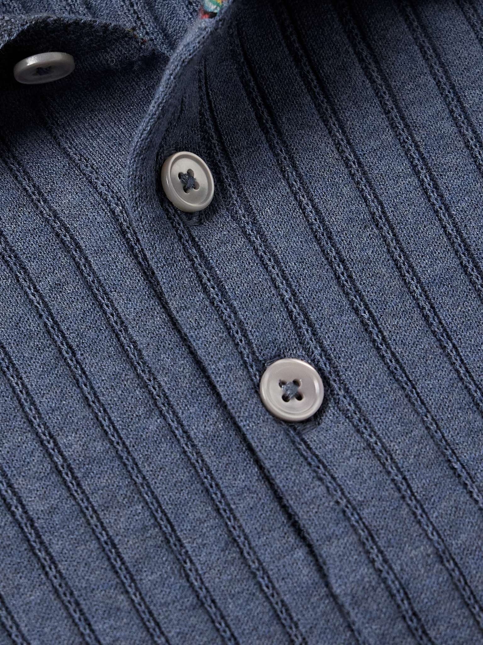 Slim-Fit Ribbed Organic Cotton Polo Shirt - 5