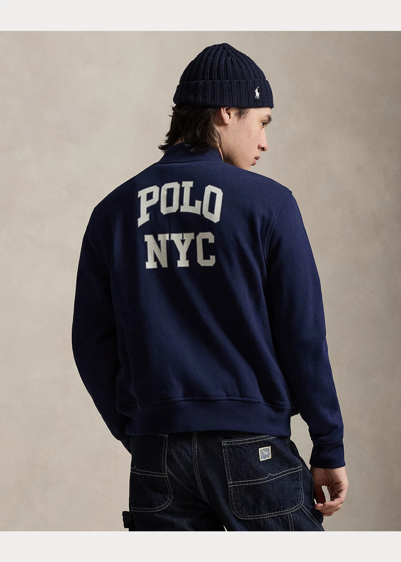 Logo Fleece Baseball Jacket 4