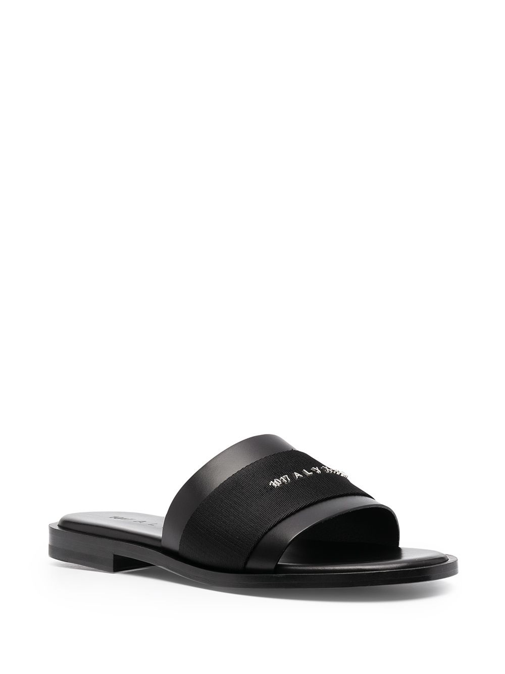 logo leather slides - 2