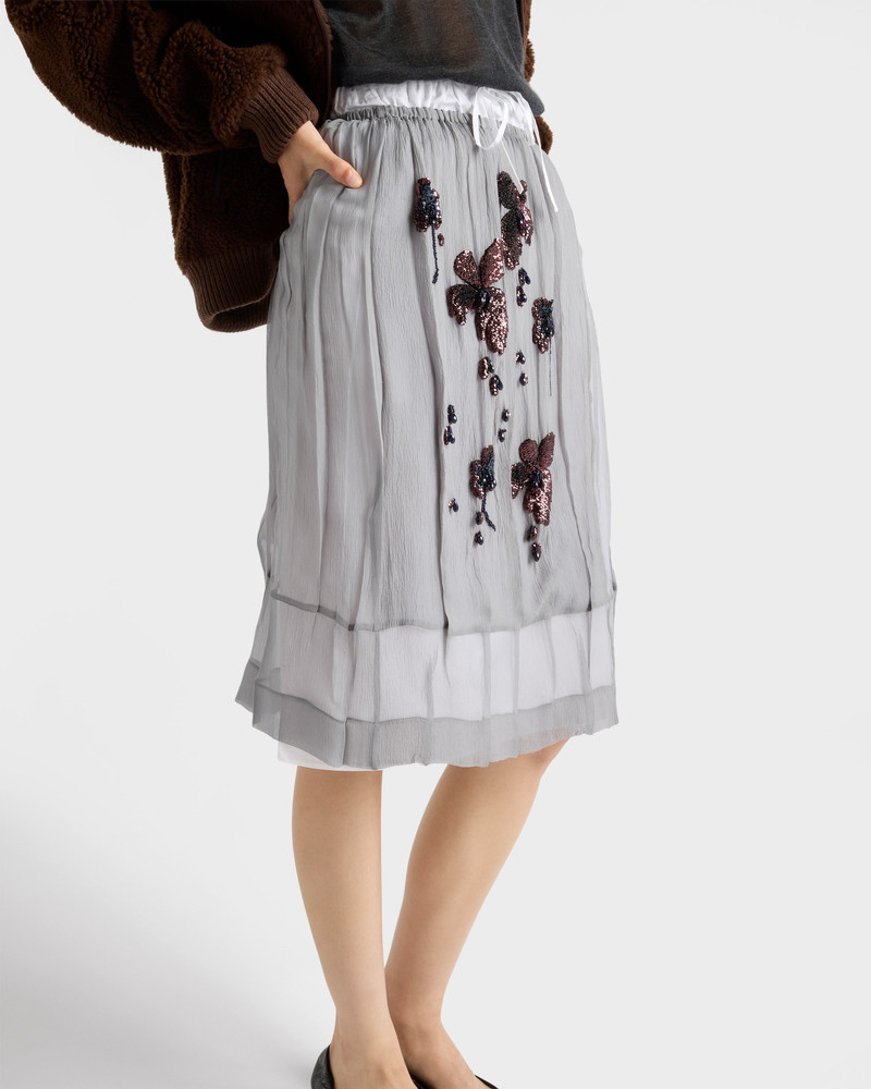 Embroidered chiffon midi-skirt 3