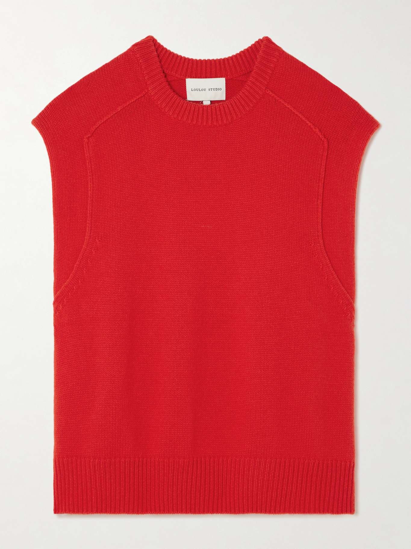 Mari oversized wool and cashmere-blend vest Red - 1