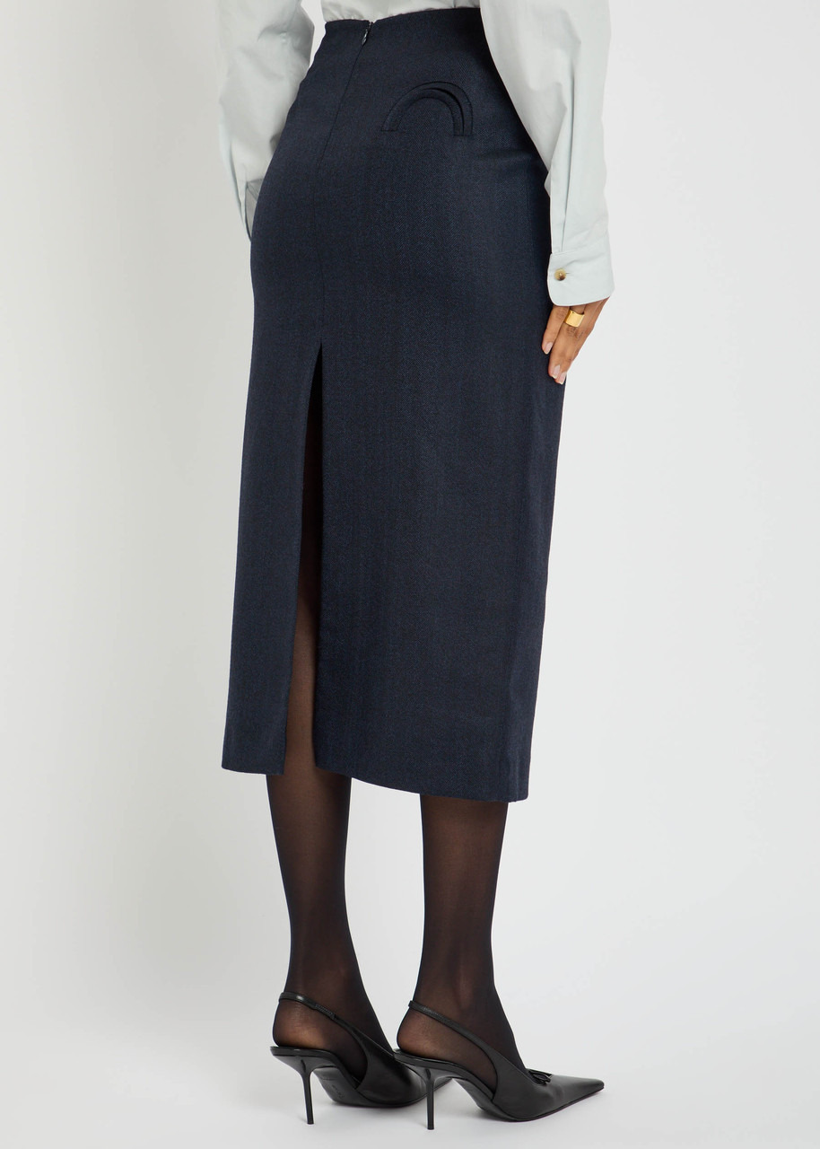 Blaze Milano Maine Sussex Longuette Wool Midi Skirt - 3