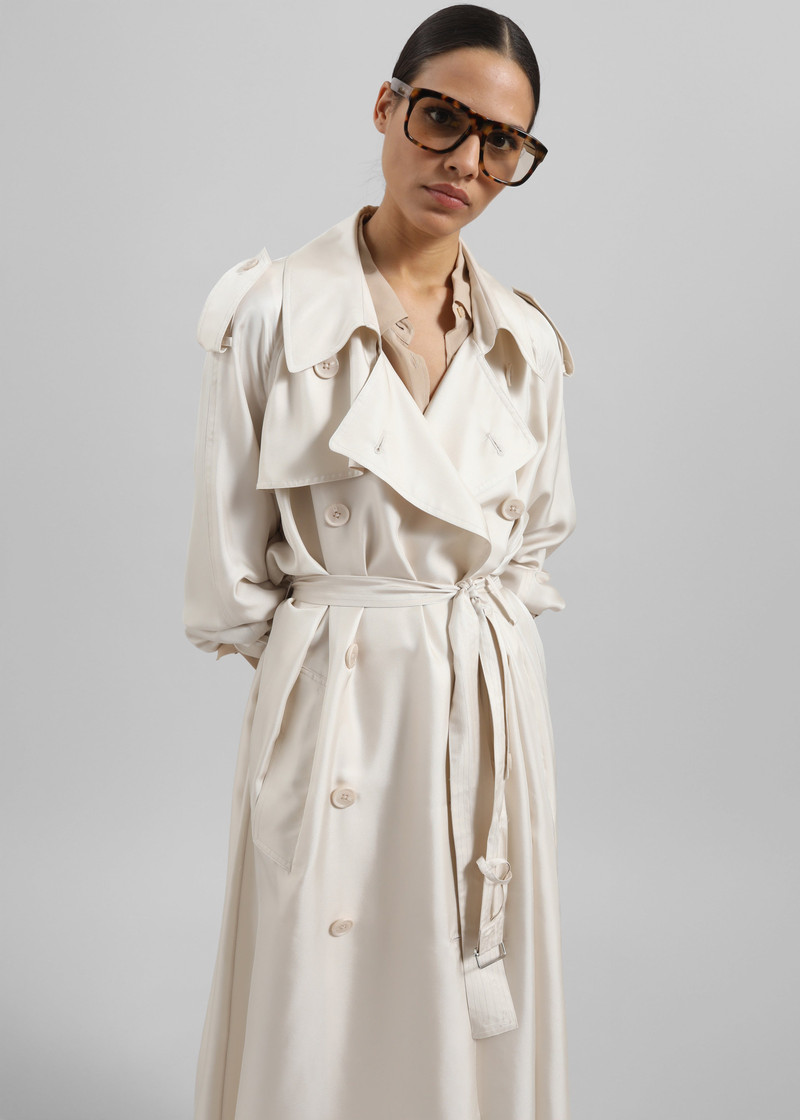Veyron Silk Trench - Ivory 3