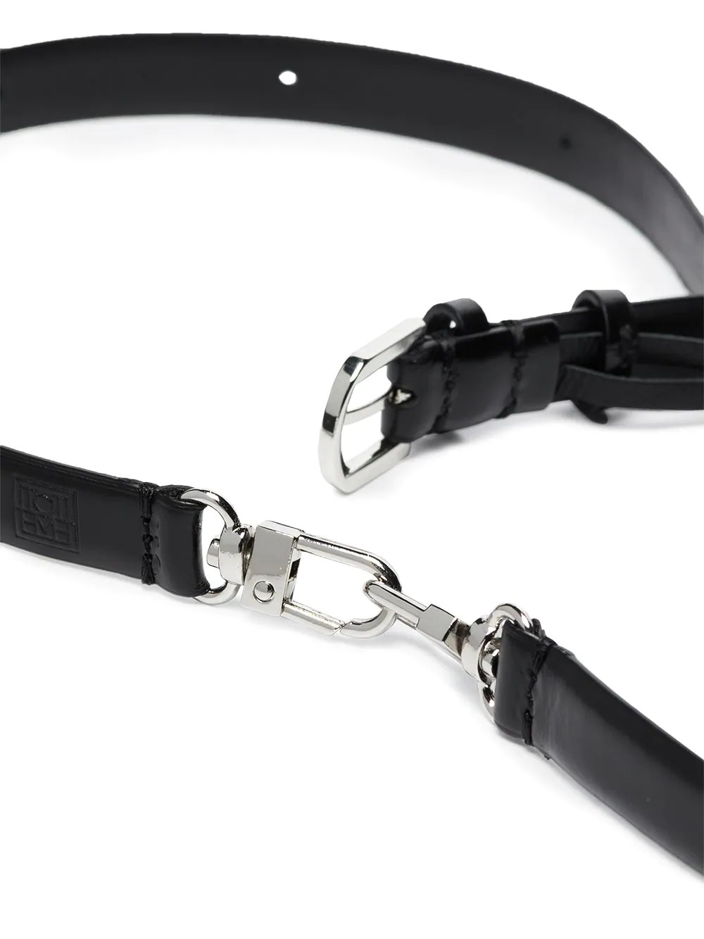 double-clasp leather belt - 3