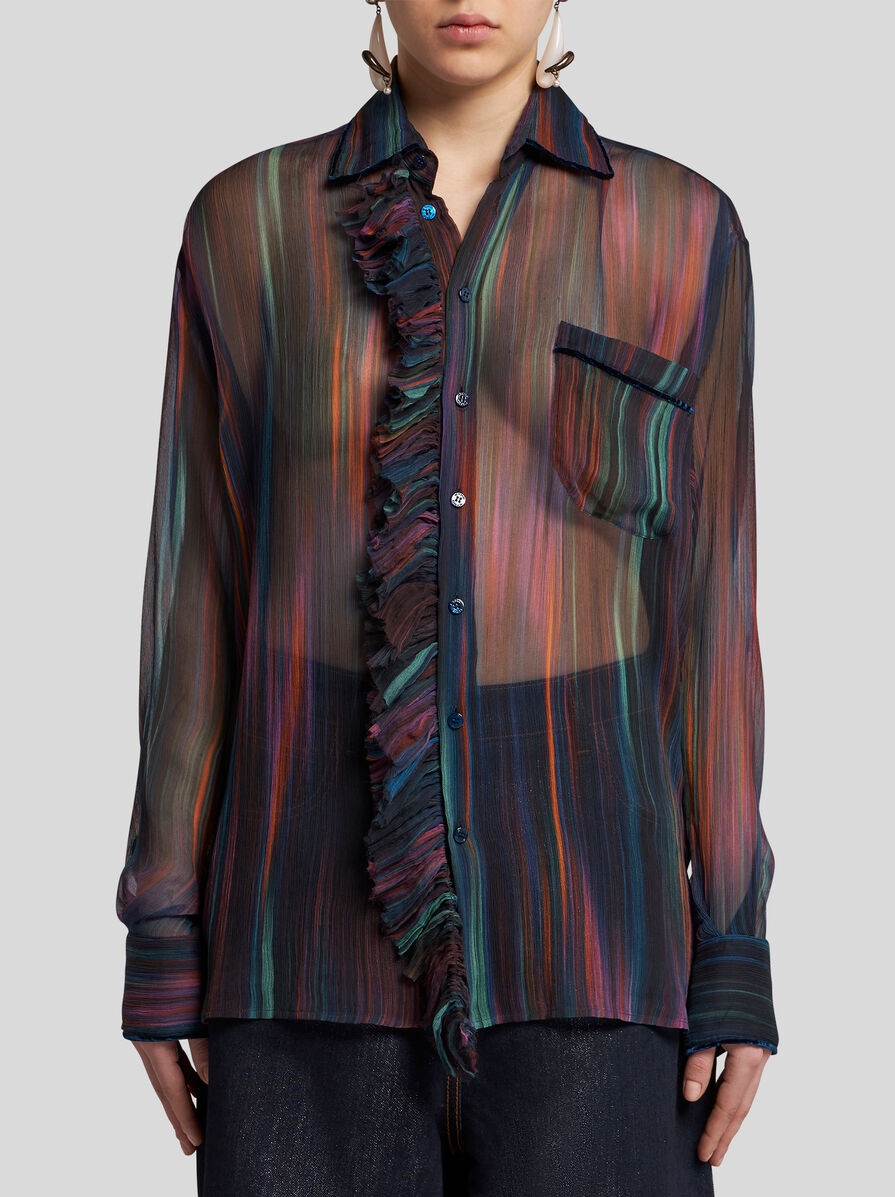 PRINTED SILK SHIRT WITH RUCHING - 2
