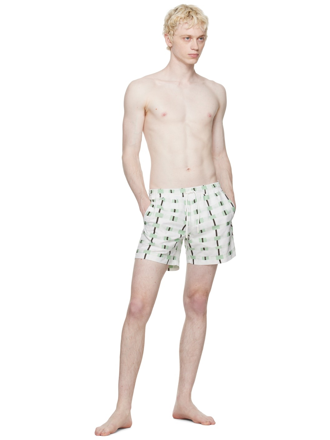 Off-White Checked Swim Shorts - 4