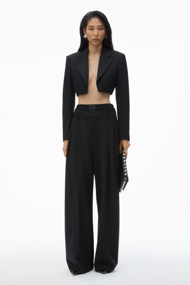 Alexander Wang cropped tuxedo blazer in wool tailoring outlook