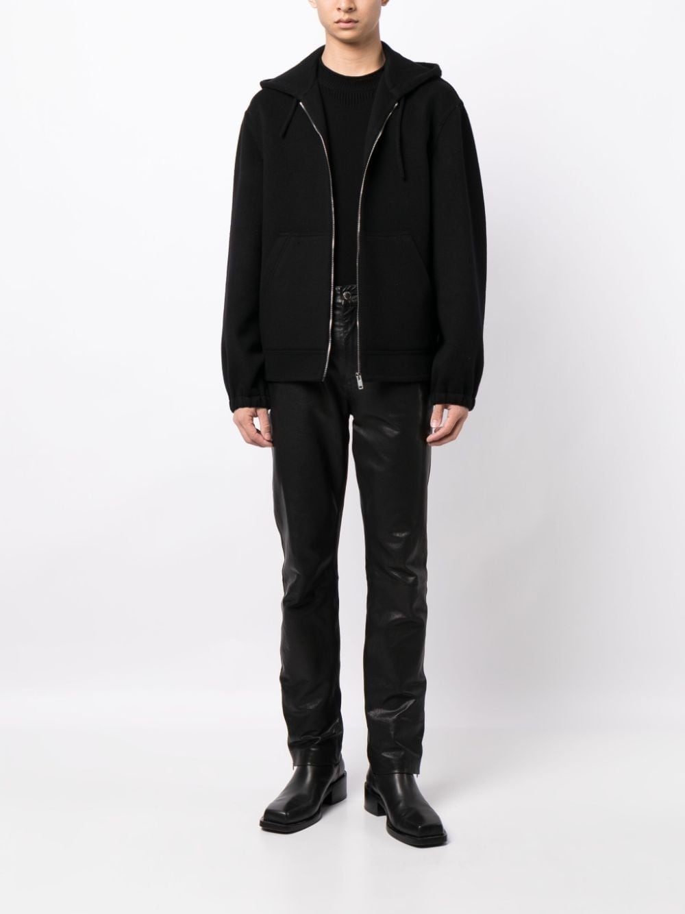 zip-front wool-blend hoodie - 2