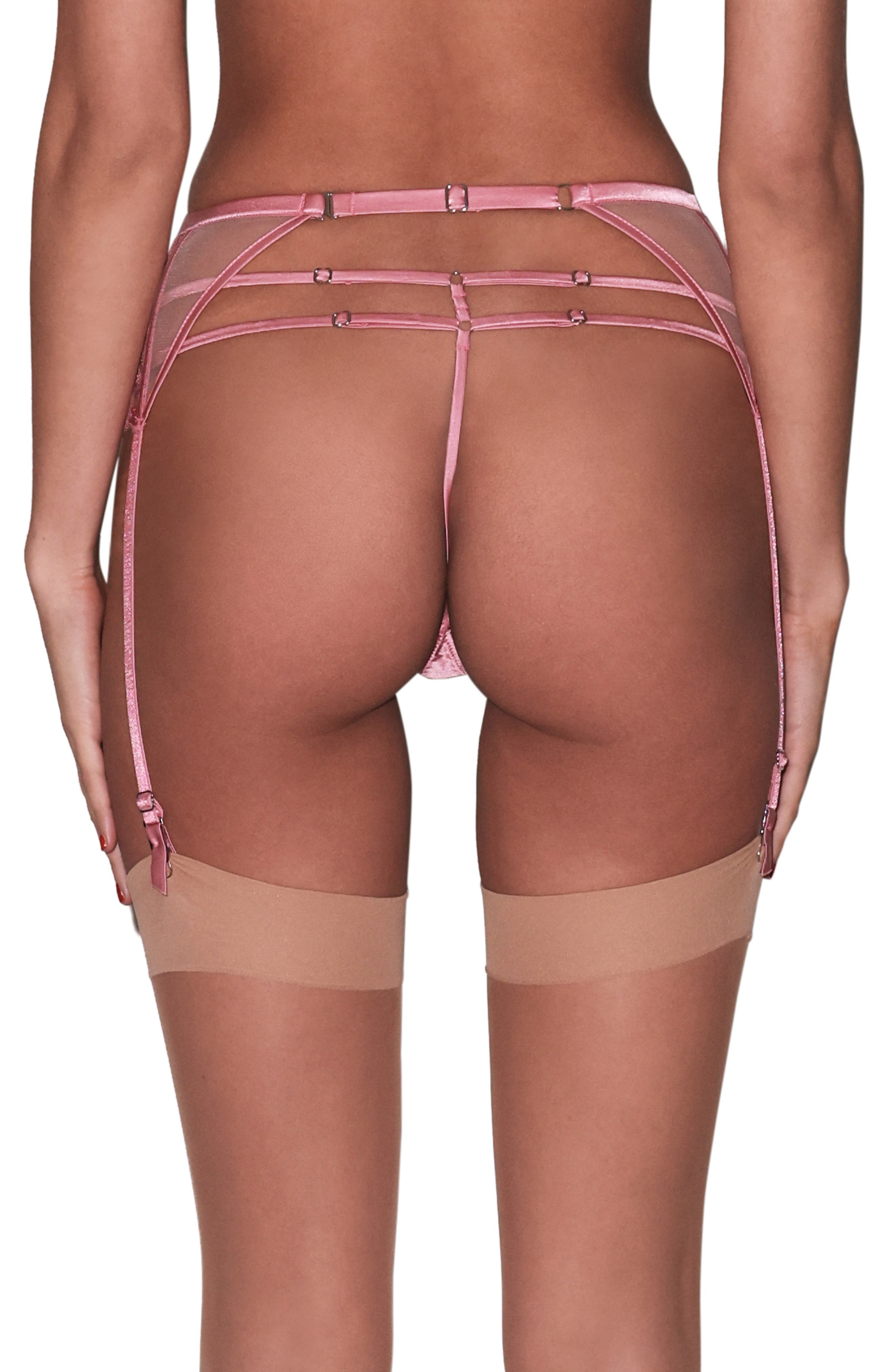 Fleur Du Mal Harper Embroidered G-String in Pink Cadillac at Nordstrom - 3