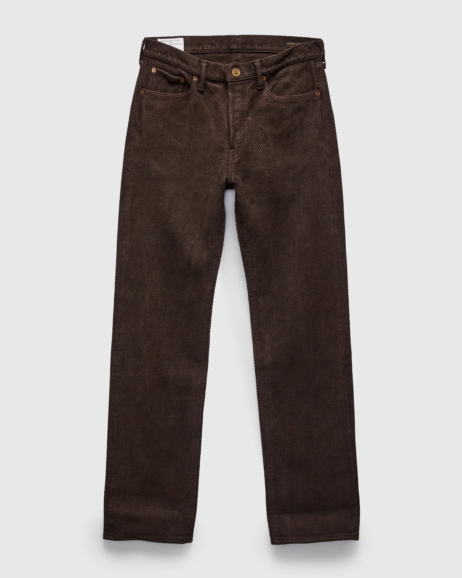 1914W "Amami Mud-Dyed" 17oz Dark Brown Sashiko Jeans - Regular Straight Fit - 1
