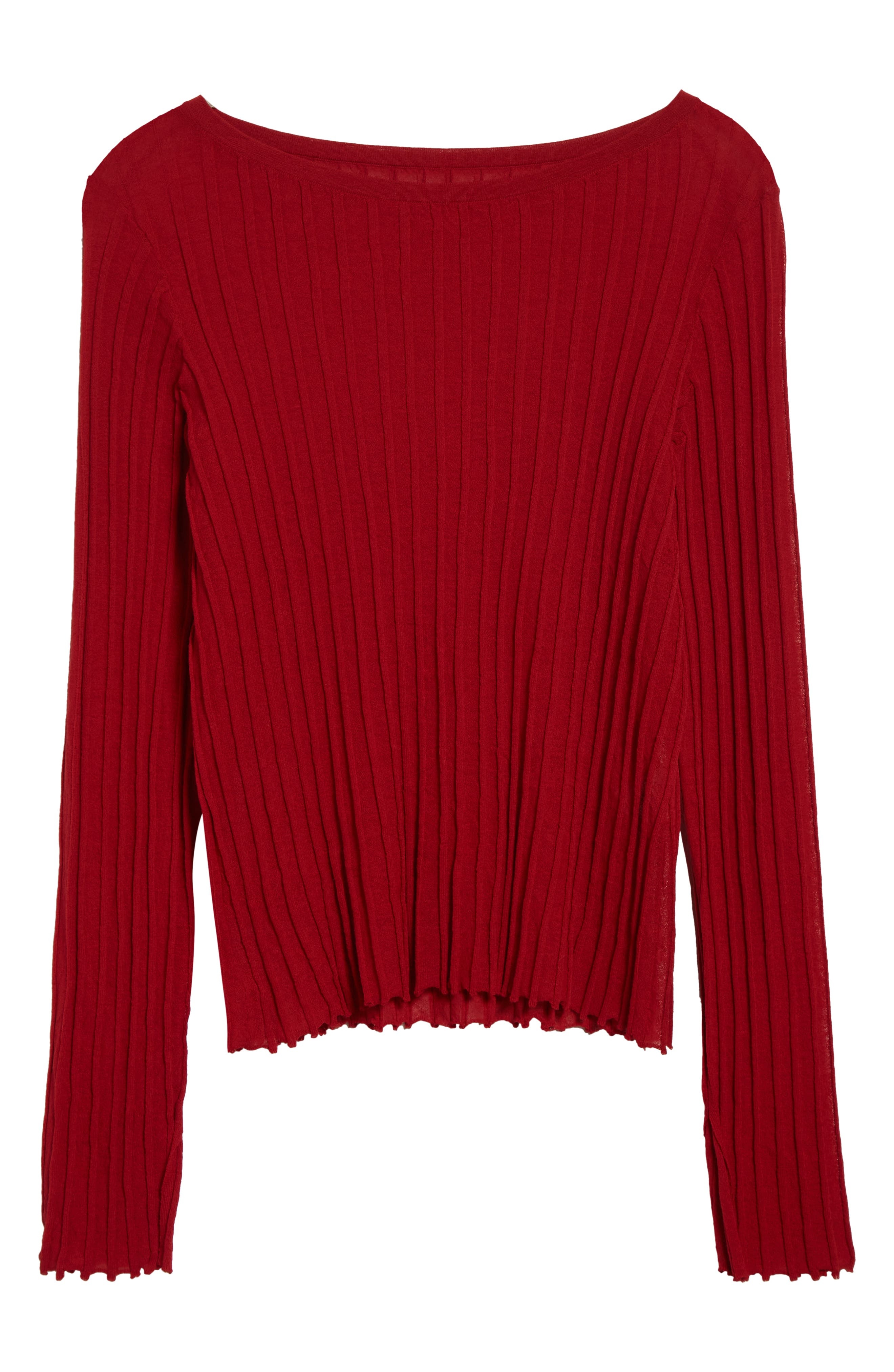 LOULOU DE SAISON Mabille Rib Long Sleeve Top in Red at Nordstrom - 6