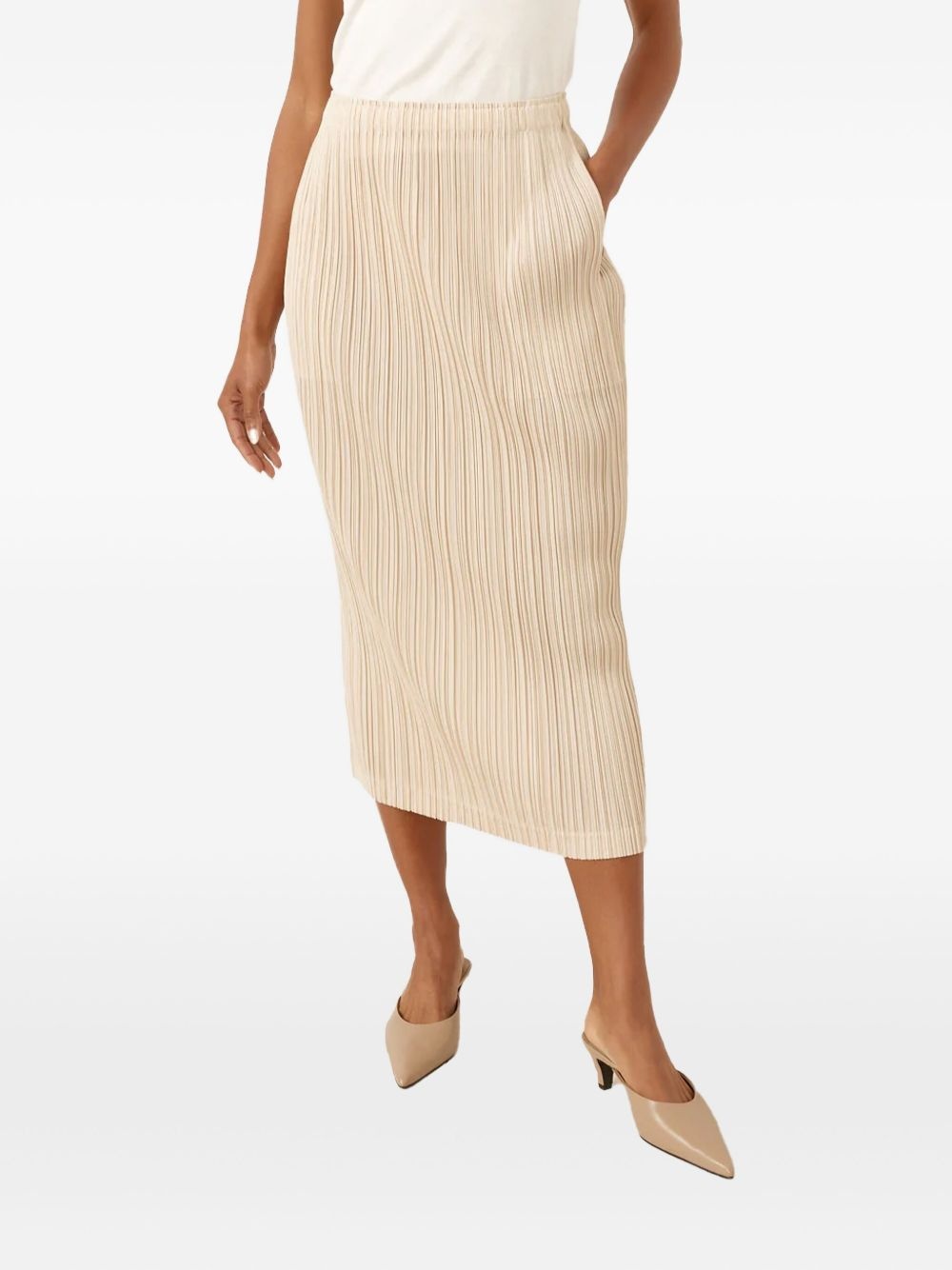 plissé-effect midi skirt - 4