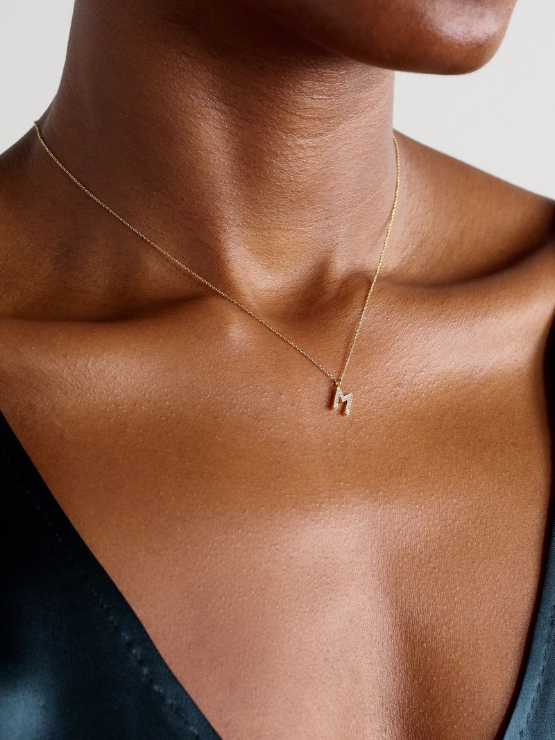 SOPHIE BILLE BRAHE Simple Letter 18-karat recycled gold diamond necklace Gold outlook