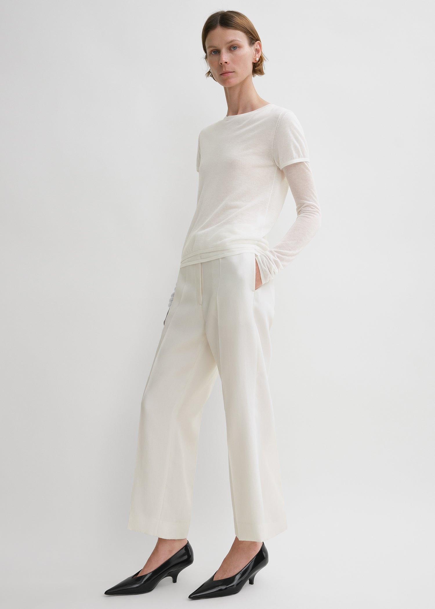 Straight cropped trousers off-white - 3