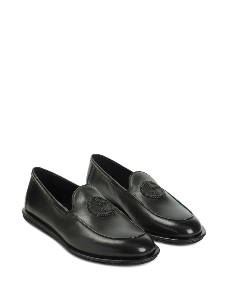GIORGIO ARMANI logo-appliqué leather loafers outlook