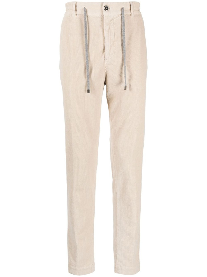 drawstring-waist corduroy trousers 1