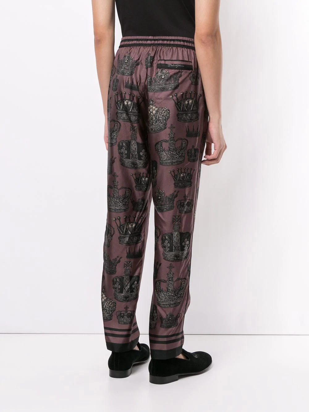 crown print pyjama-style trousers - 4