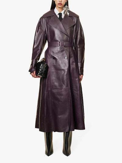 Alexander McQueen Cocoon double-breasted leather coat outlook