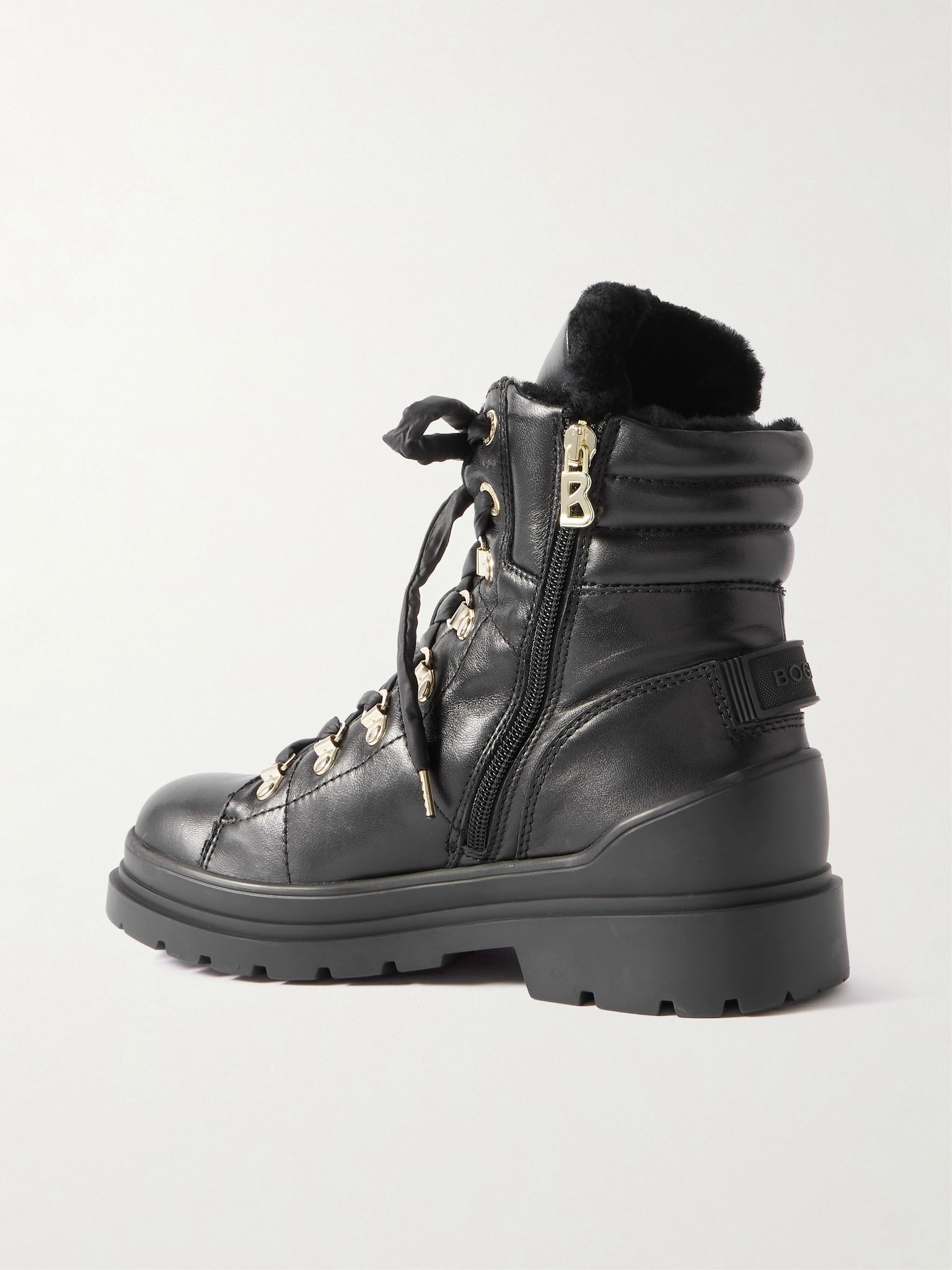 St. Moritz 14 shearling-lined leather ankle boots Black - 3