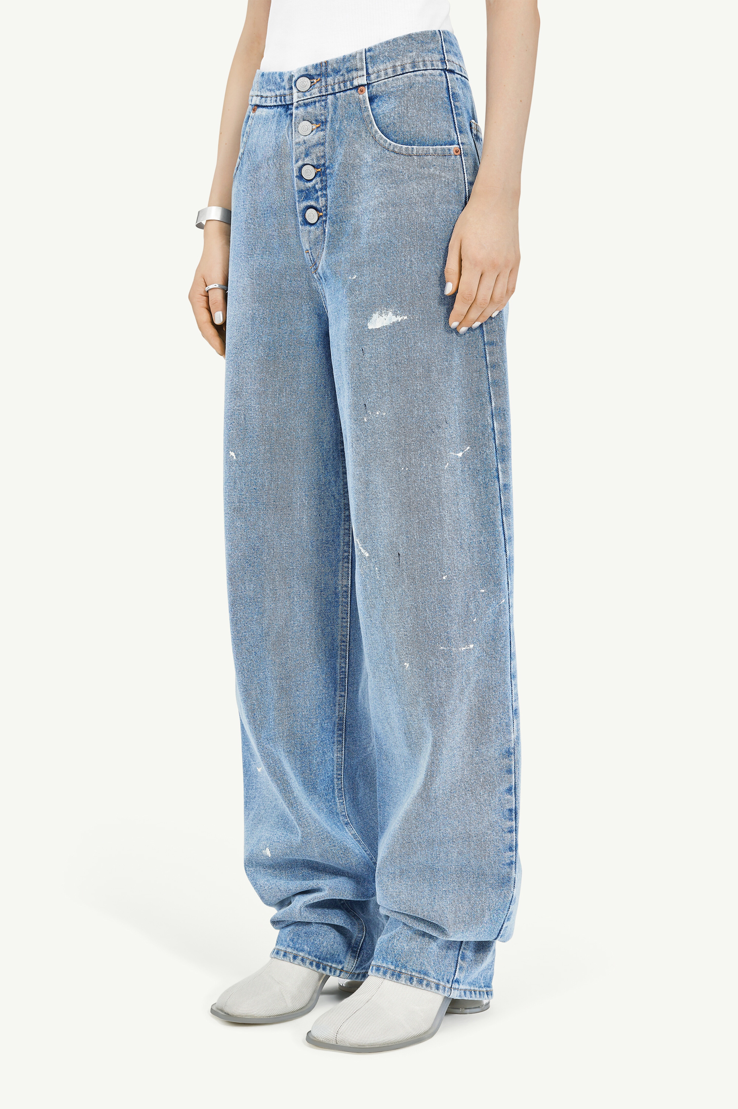 Loose Fit Denim Trousers - 5