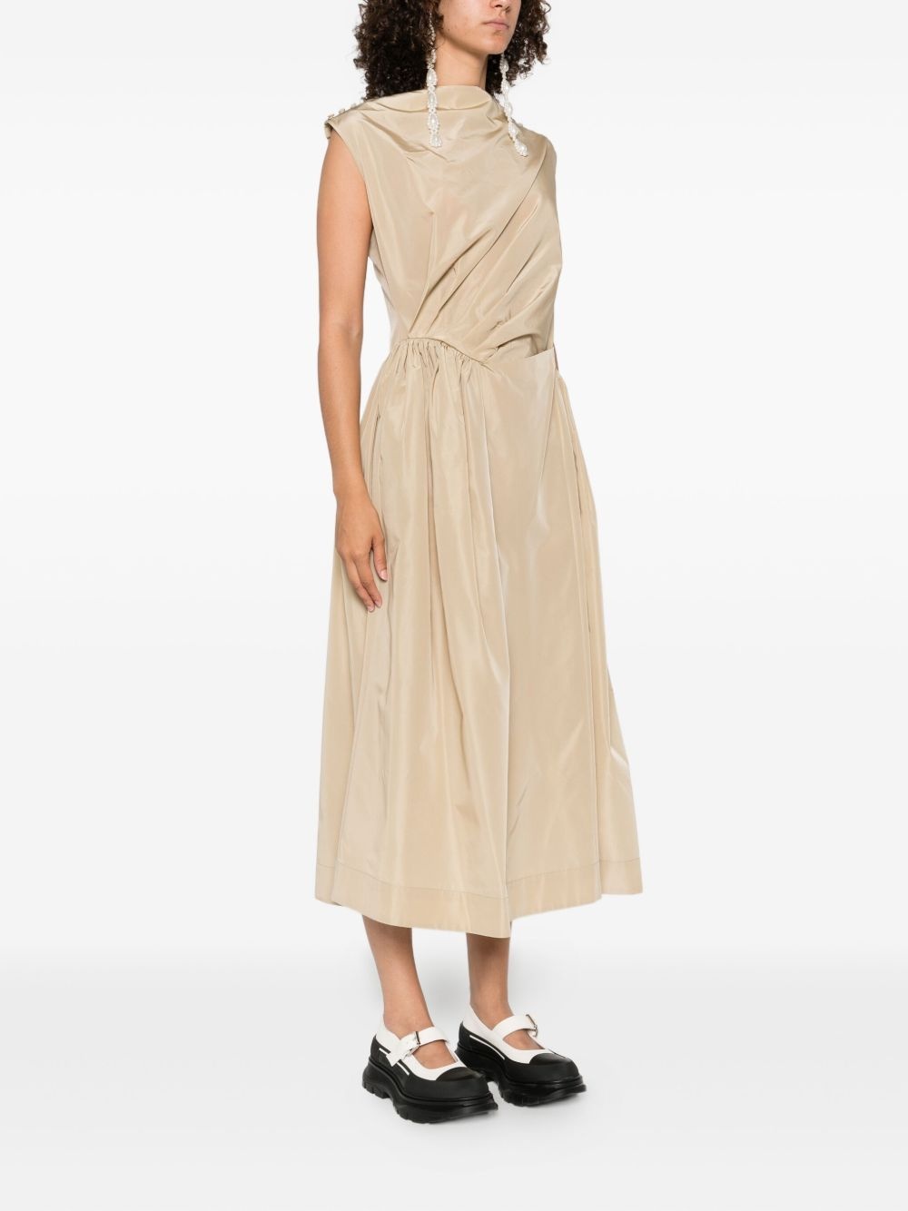 draped-detail midi dress - 3