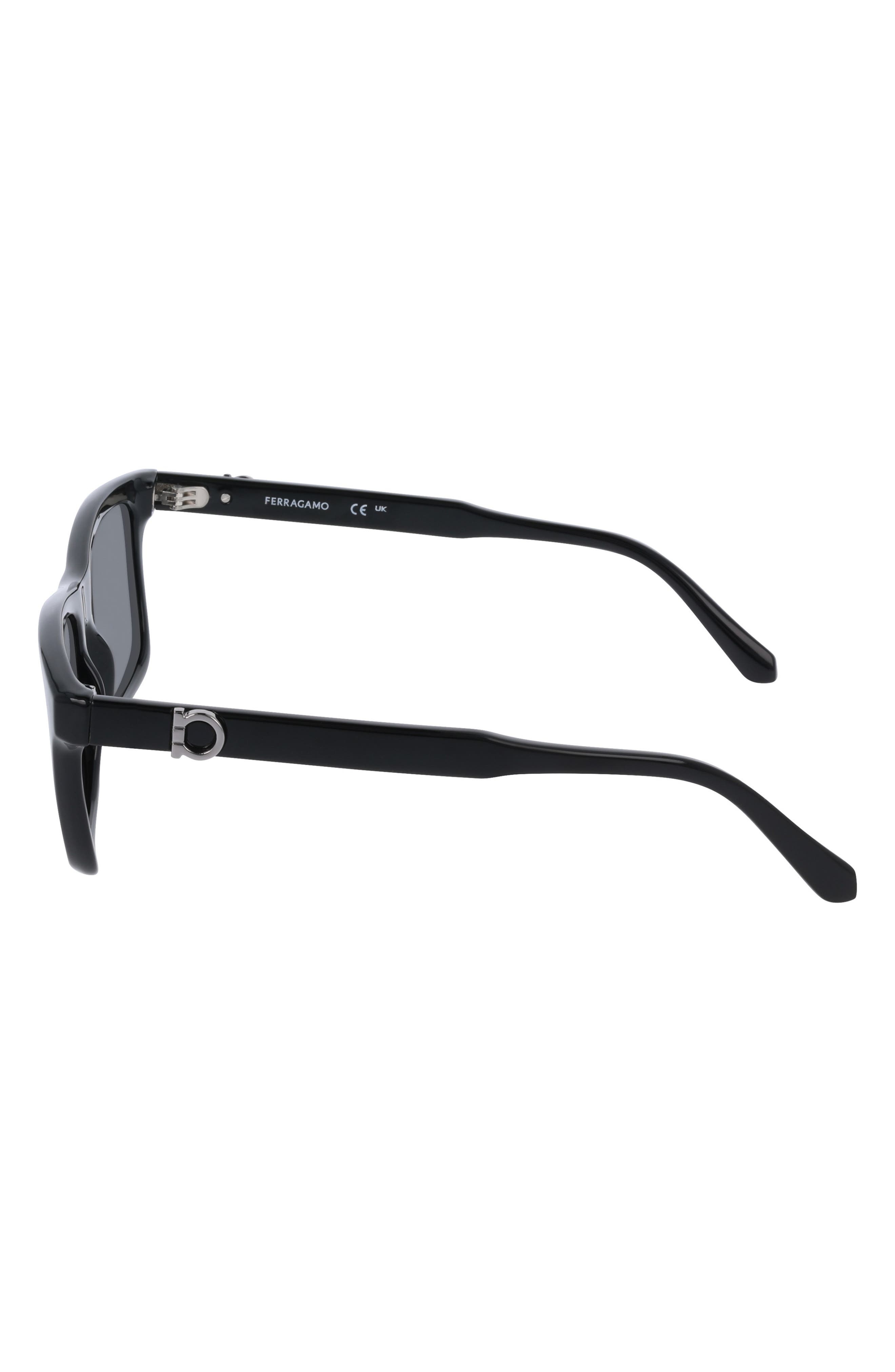 FERRAGAMO 55mm Rectangular Sunglasses in Black at Nordstrom - 5