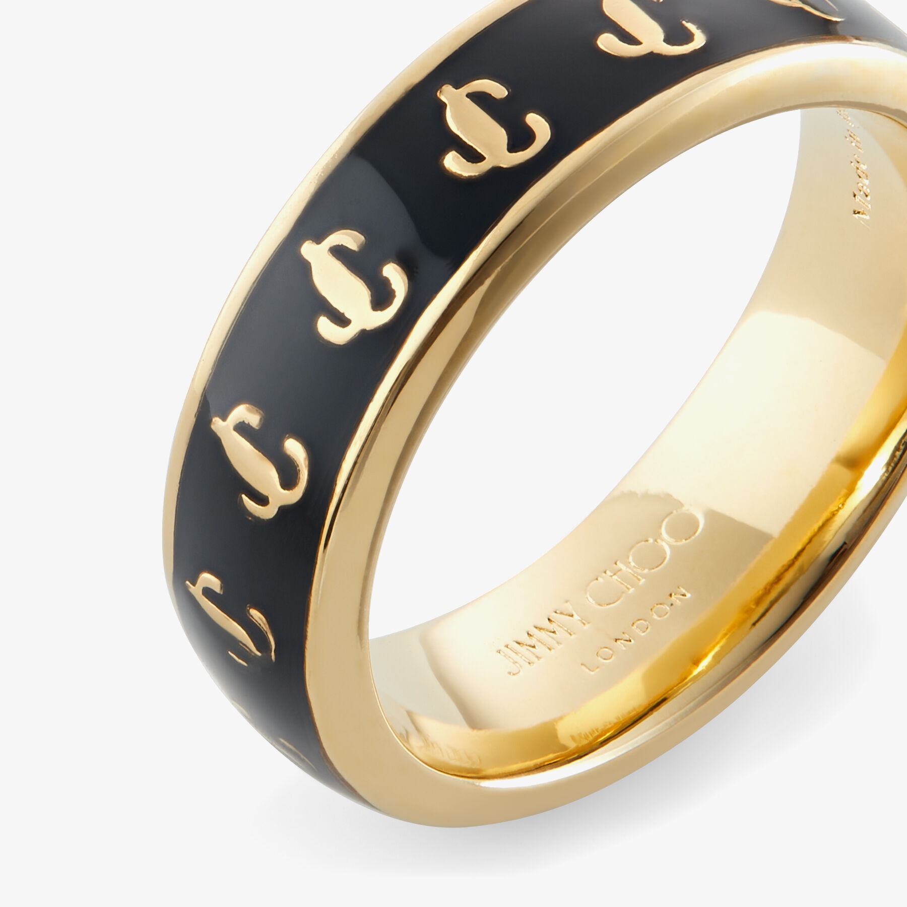 JC Enamel Ring
Gold-Finish Metal and Black Enamel JC Ring - 5