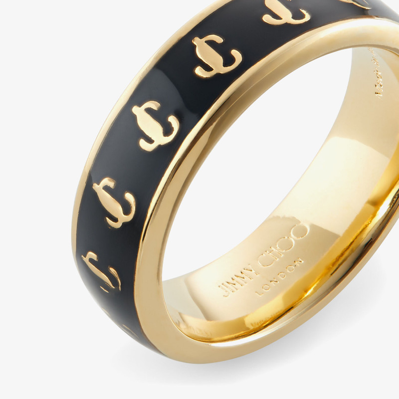 JC Enamel Ring
Gold-Finish Metal and Black Enamel JC Ring 5