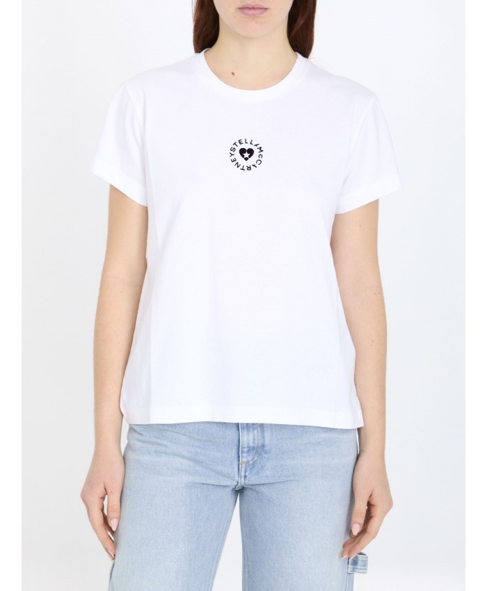 【Stella McCartney】Cotton T-shirt lovestruck Circular Logo Stella McCartney Lovestruck Logo t-shirt | leam | REVERSIBLE