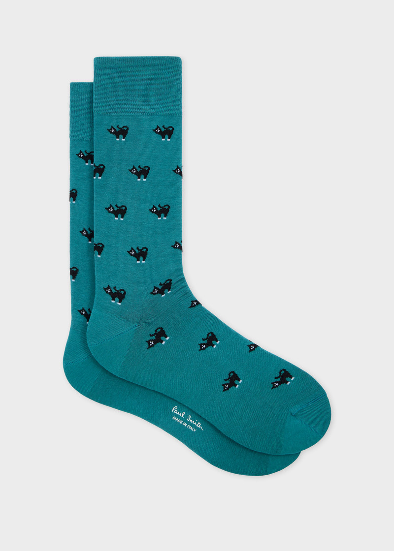 Green 'Cat' Pattern Socks 1