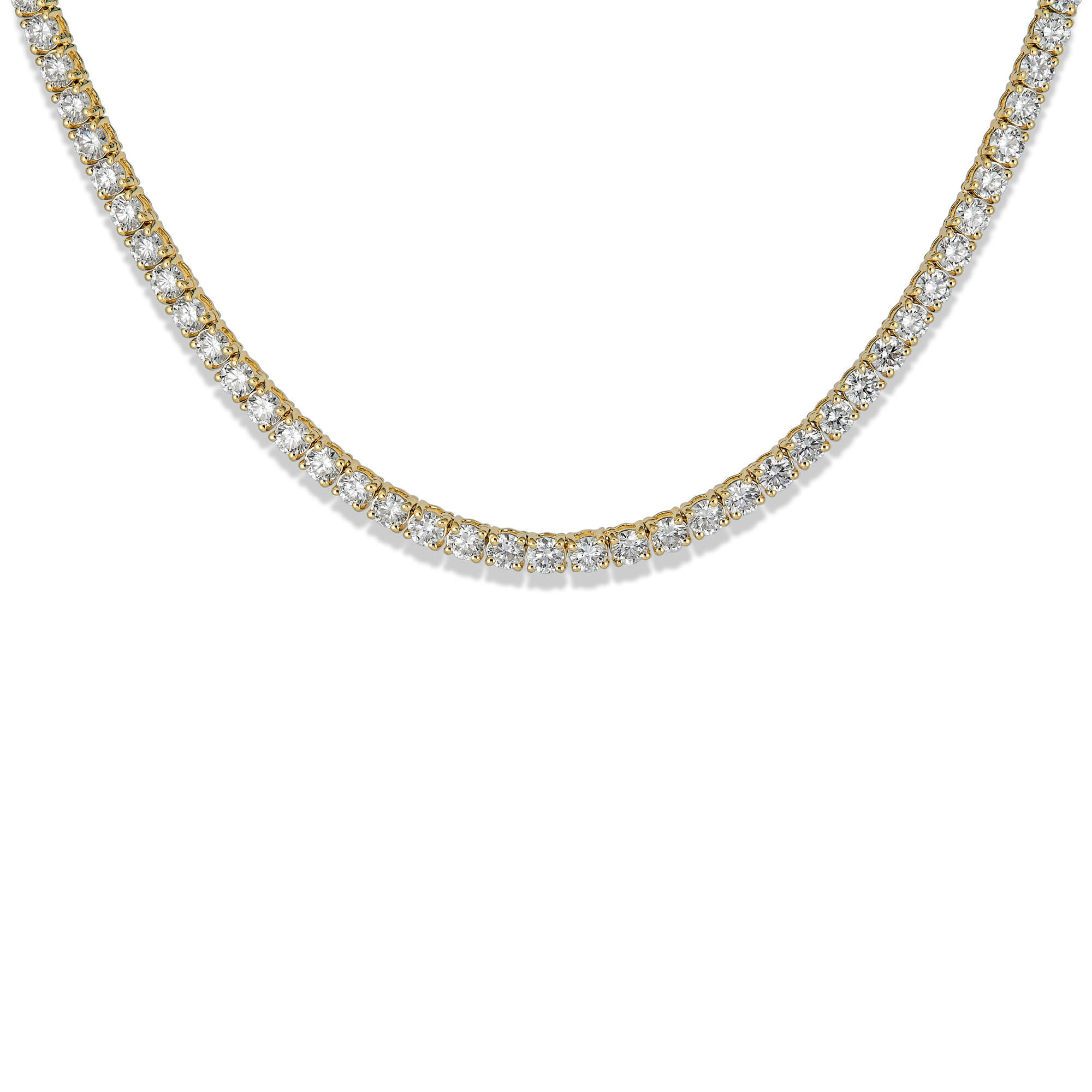 LAB-Created Unflippable Tennis Necklace in Yellow Gold - 3