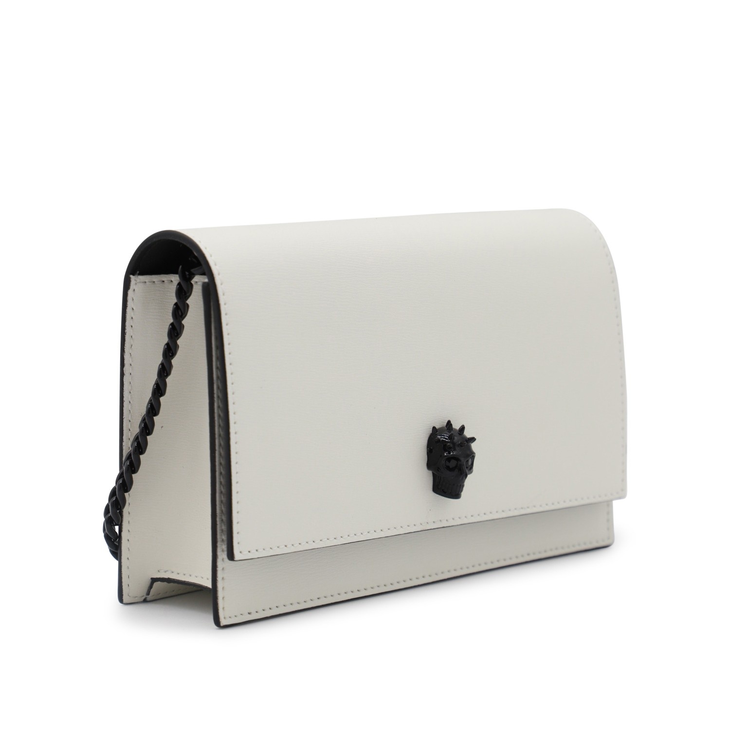 WHITE AND BLACK LEATHER SHOULDER BAG - 2