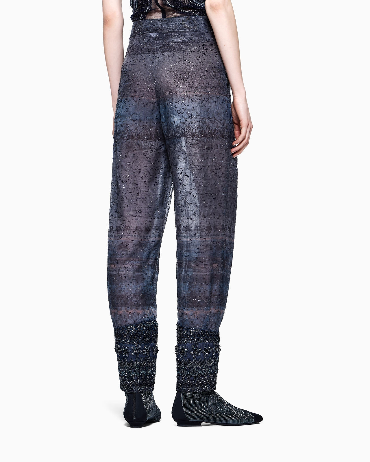 PRINTED FABRIC EMBROIDERED TROUSERS - 3