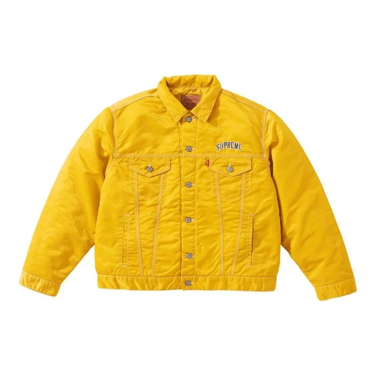 Supreme FW19 Week 9 x Levis Nylon Trucker Jacket Crossover Denim Unisex Yellow SUP-FW19-840 - 1