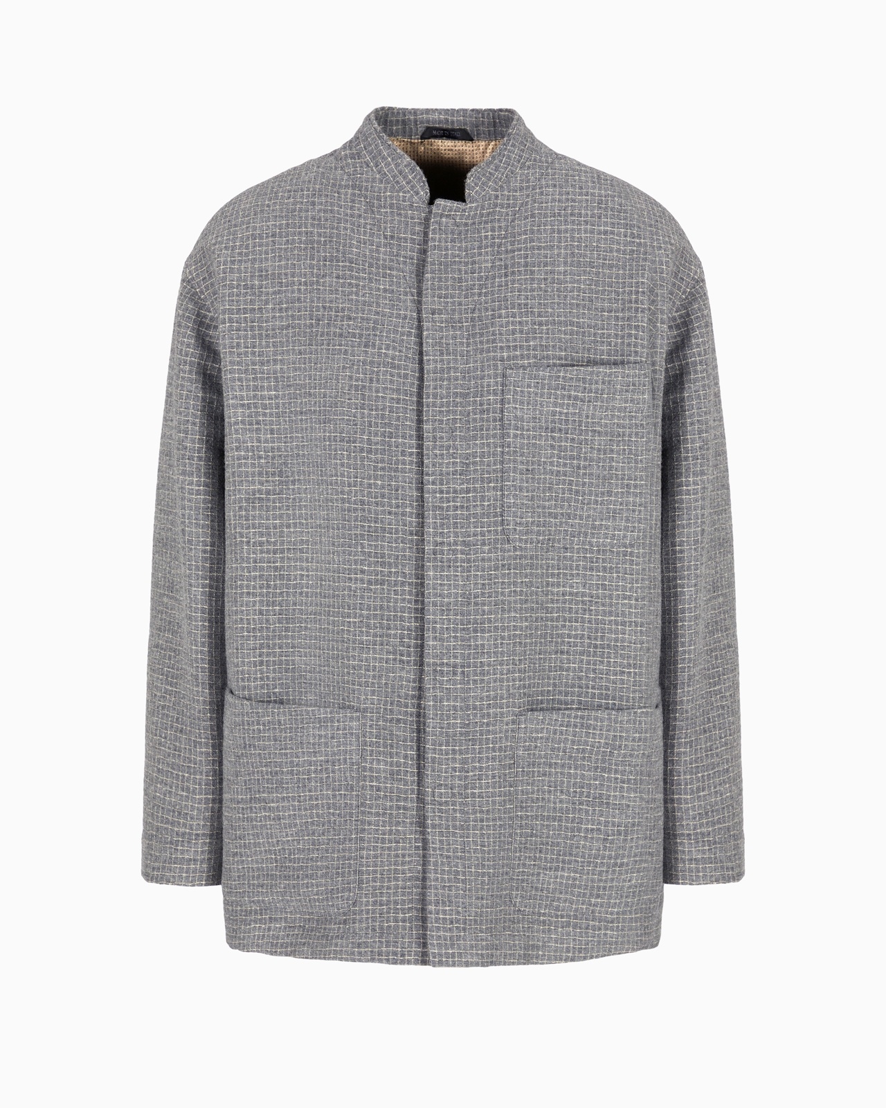 SINGLE-BREASTED JACKET IN A WOOL BLEND WITH METALLIC THREAD - 1