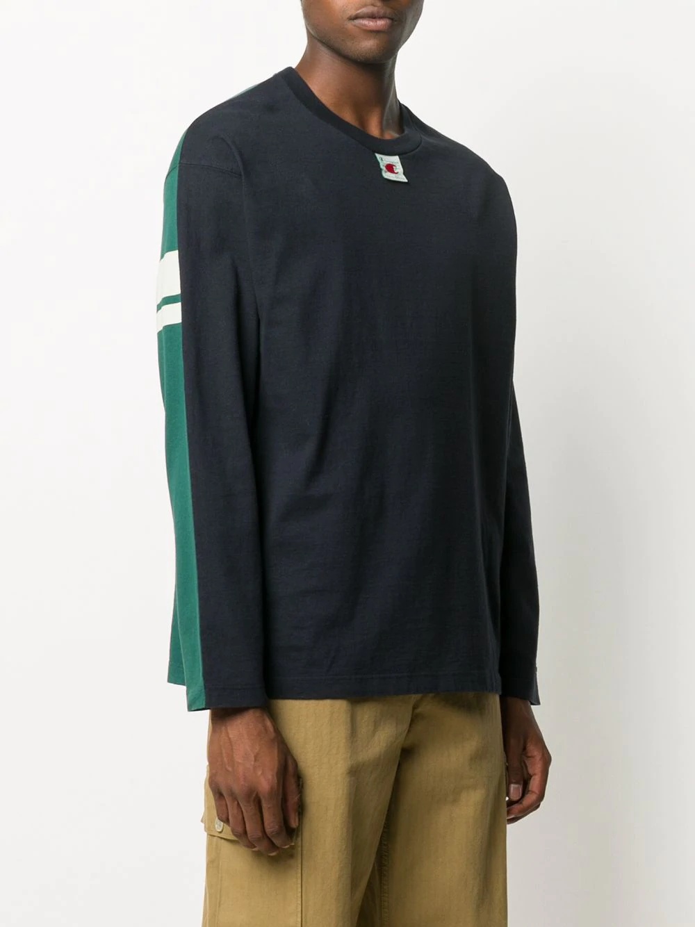 two-tone long-sleeved T-shirt - 3