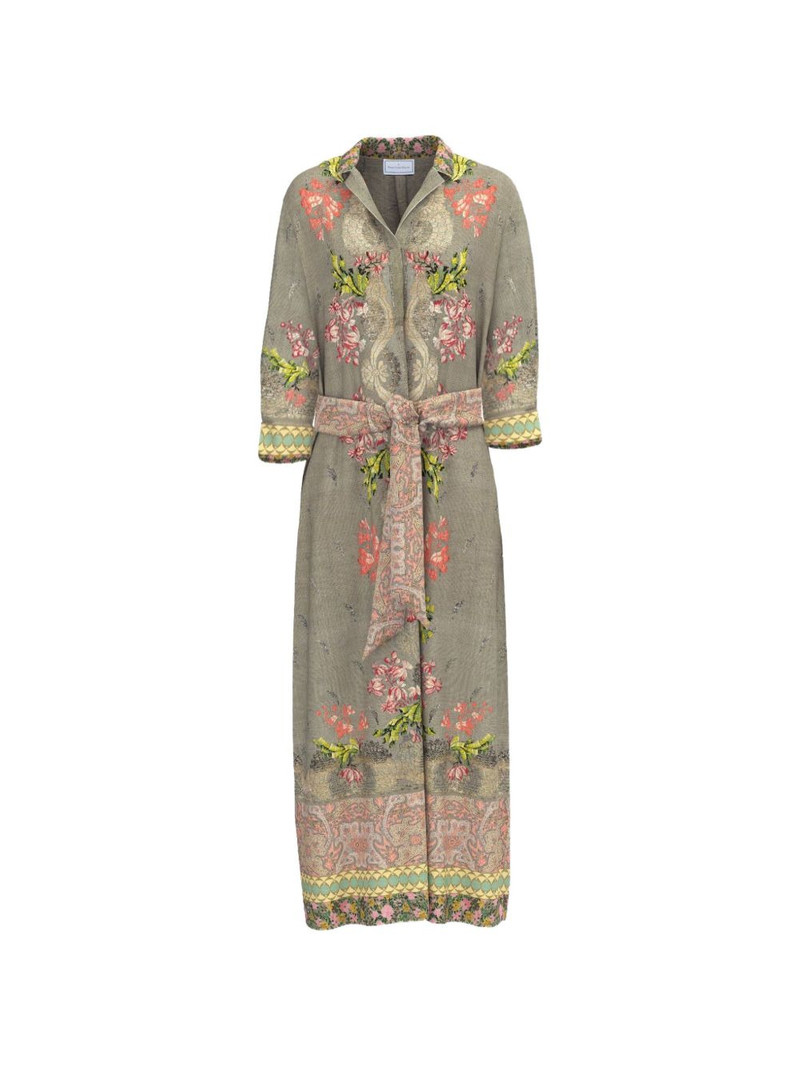 Aloe belted floral-motif midi shirt dress 1
