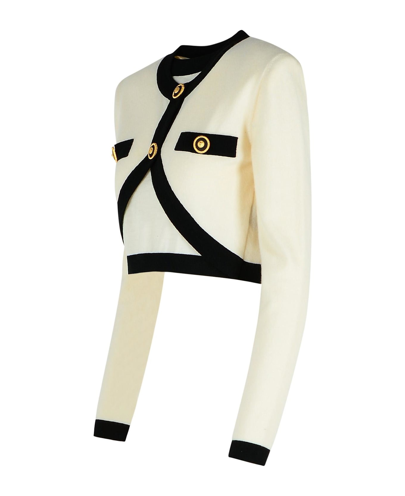 'crop' Cream Wool Blend Cardigan - 2