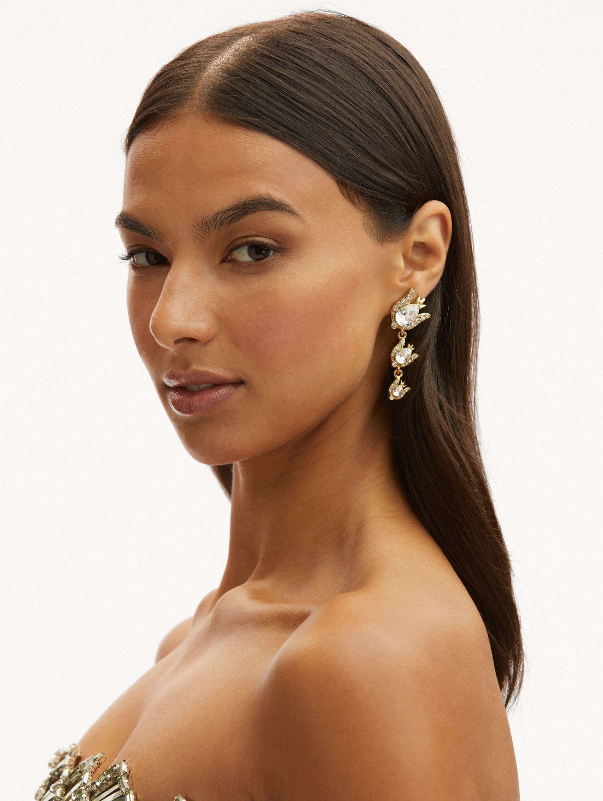 CRYSTAL ROSE DROP EARRINGS - 2