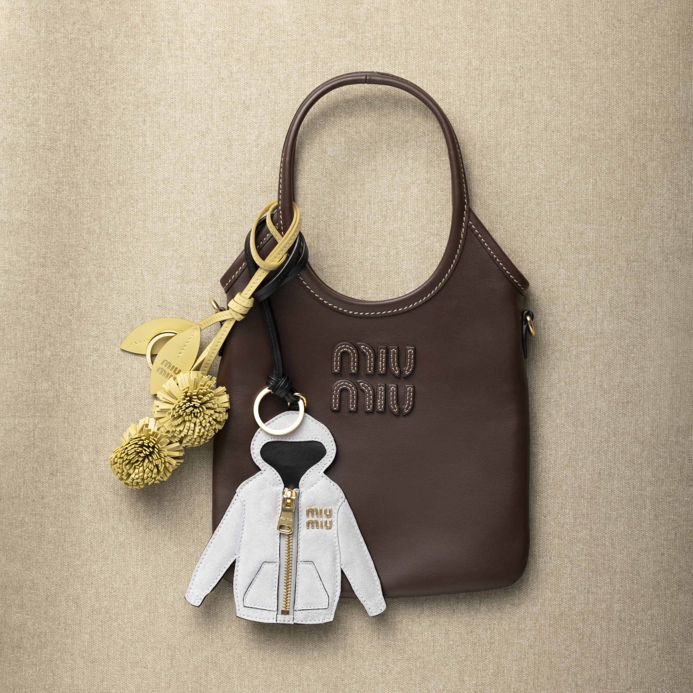 Miu Miu Trick leather keyring | REVERSIBLE