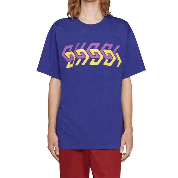 Gucci Geometric Block Logo T-Shirt 'Blue' 616036-XJDV9-4120 - 3