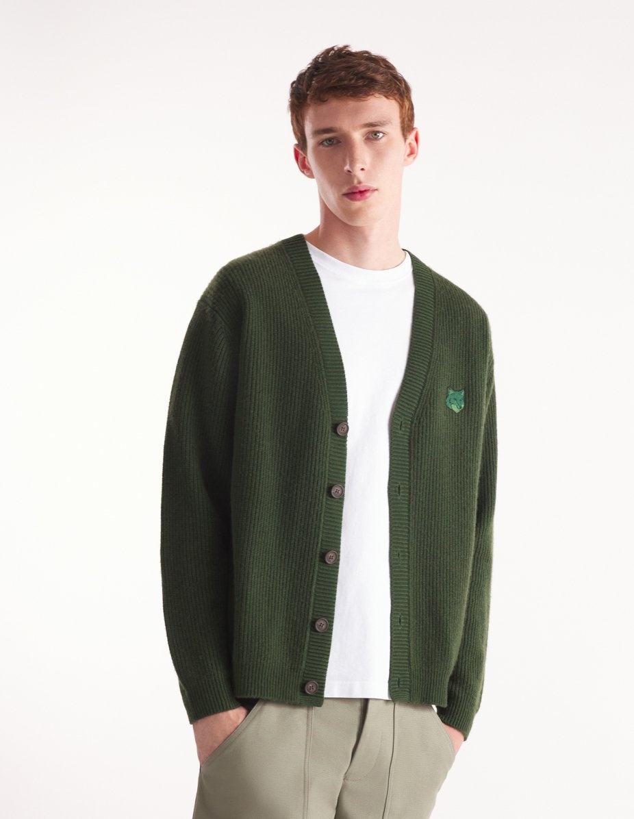 BOLD FOX HEAD PATCH  COMFORT RIBBED CARDIGAN - 3