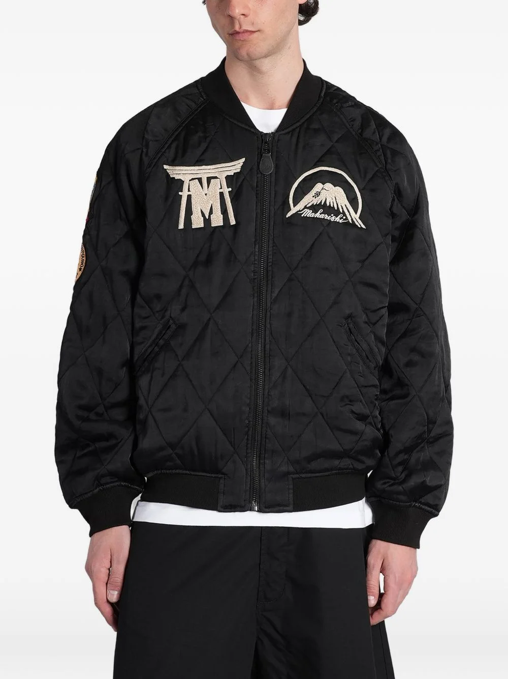 embroidered-quilted bomber jacket - 1